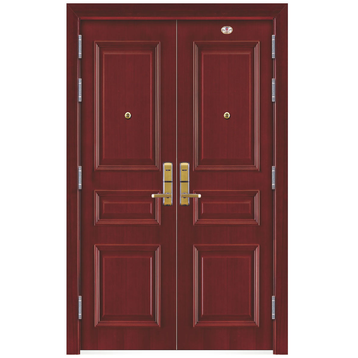 兴事发钢木装甲丁级防盗双开门凹凸款gmfdm